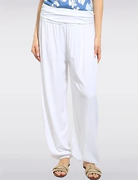 Pantalon Ballon Solide Fluide à Taille et Ourlet Élastiques par Froccella