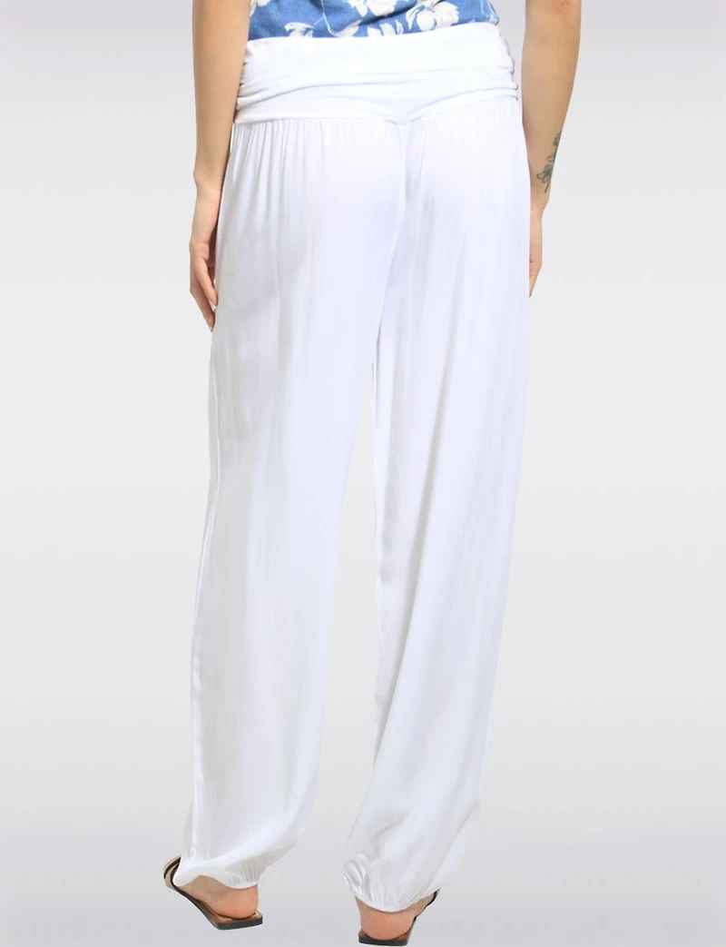Pantalon Ballon Solide Fluide à Taille et Ourlet Élastiques par Froccella