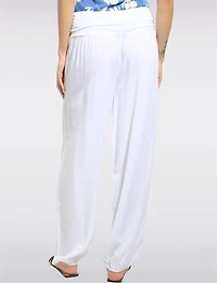 Pantalon Ballon Solide Fluide à Taille et Ourlet Élastiques par Froccella
