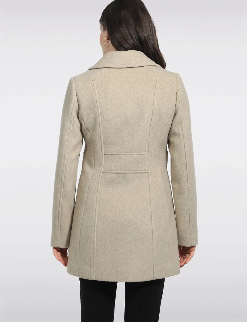 Manteau Mi-long Coupe Cintrée Simple Boutonnage en Laine Végane Par Point Zero