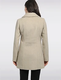 Manteau Mi-long Coupe Cintrée Simple Boutonnage en Laine Végane Par Point Zero