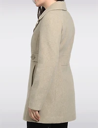 Manteau Mi-long Coupe Cintrée Simple Boutonnage en Laine Végane Par Point Zero
