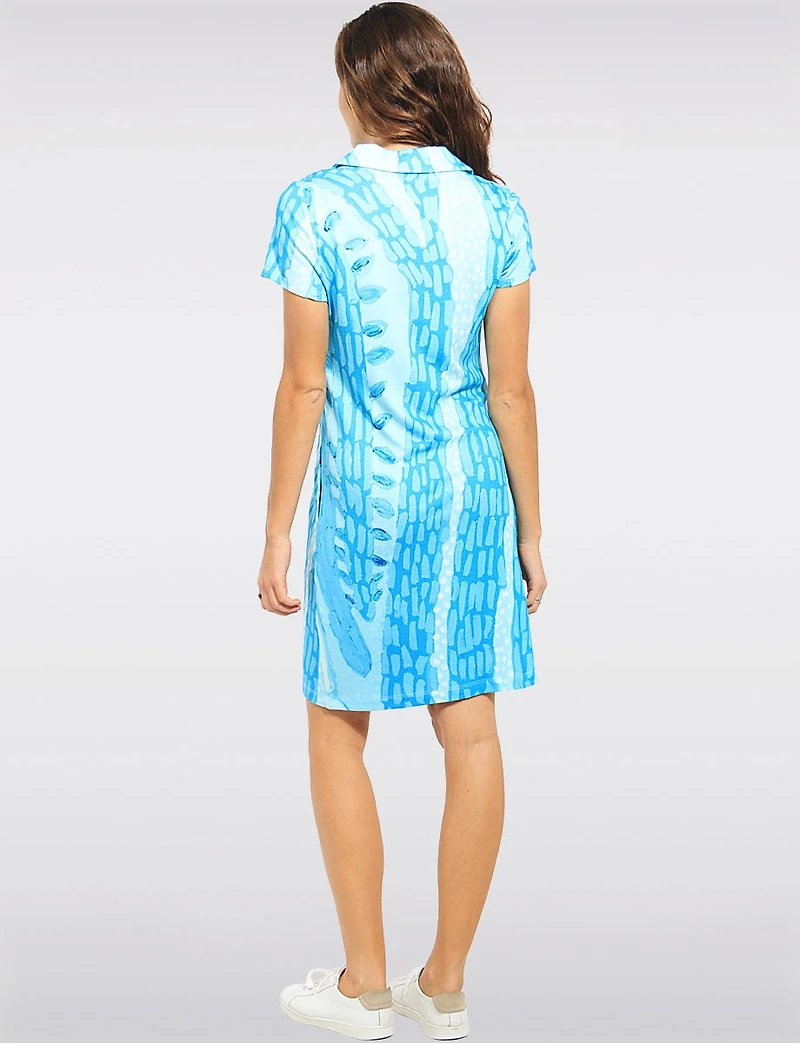 Robe À Imprimé Abstrait Col Chemise Manches Courtes & Poches - Claire Desjardins