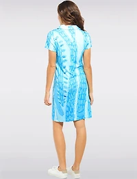 Robe À Imprimé Abstrait Col Chemise Manches Courtes & Poches - Claire Desjardins