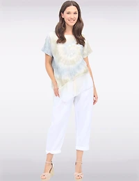 Pantalon Droit à Taille Haute avec Plis Ceinturé en Lin Mélange par Froccella