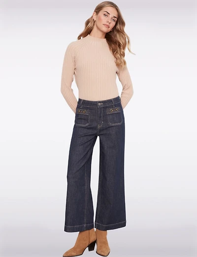 Jean Large Taille Haute Écourté Avec Détail De Mors Cheval Par Charlie B