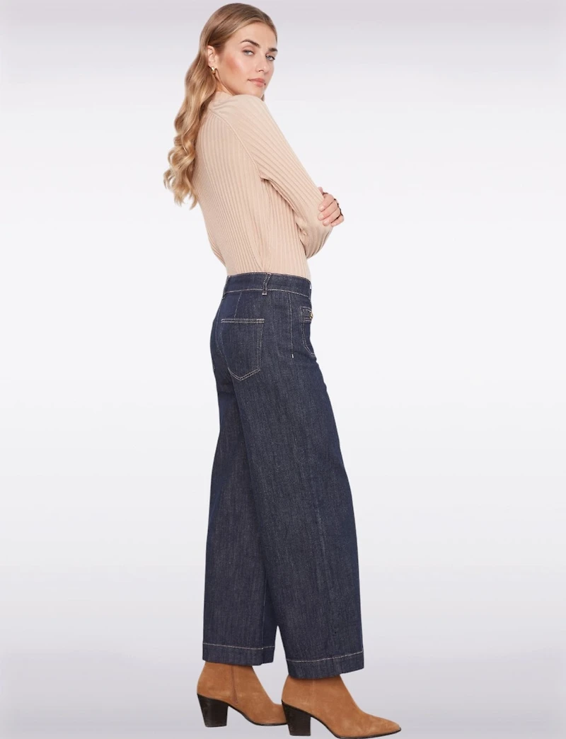 Jean Large Taille Haute Écourté Avec Détail De Mors Cheval Par Charlie B