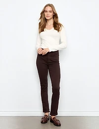 Pantalon En Sergé À Taille Haute Ajustée & Chevilles Retroussées Par Charlie B