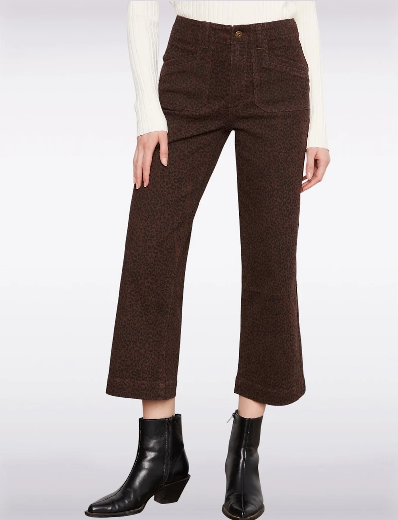 Pantalon Écourté En Sergé Large Avec Imprimé Léopard & Poches Par Charlie B