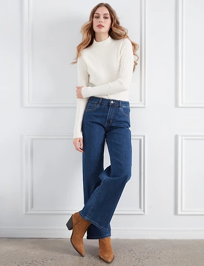 Pantalon Chloe large en denim extensible & taille régulière par Charlie B