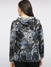 Haut Tricoté Extensible Doux à Capuche Avec Imprimé Abstrait & Fentes par Perle