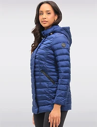Veste Légère Cornelia Doudoune Matelassée Longue Capuche Amovible Vegan par Saki