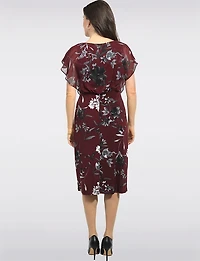 Robe Imprimée Extensible À Manches Papillon & Taille Définie – Connected Apparel