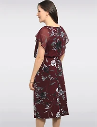 Robe Imprimée Extensible À Manches Papillon & Taille Définie – Connected Apparel