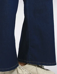 Froccella Jean Foncé Extensible Coupe Décontractée à Jambe Large avec Ceinture
