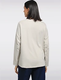 Tunique Froissée Asymétrique À Manches Longues Détails Boutonnés Par Froccella