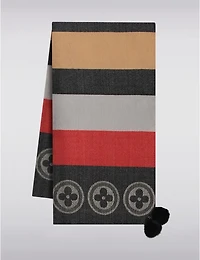 Manteaux Manteaux | La maison du manteau au Québec Écharpe Oblong à Blocs de Couleur Motif Monogram & Pompons en Fausse Fourrure