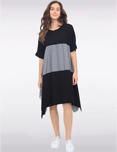 Manteaux Manteaux | La maison du manteau au Québec Robe à Manches Courtes Ourlet Asymétrique Patchwork Vichy & Uni par Froccella