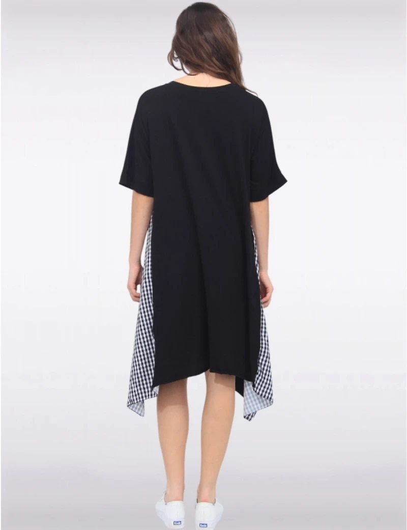 Manteaux Manteaux | La maison du manteau au Québec Robe à Manches Courtes Ourlet Asymétrique Patchwork Vichy & Uni par Froccella