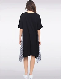 Manteaux Manteaux | La maison du manteau au Québec Robe à Manches Courtes Ourlet Asymétrique Patchwork Vichy & Uni par Froccella
