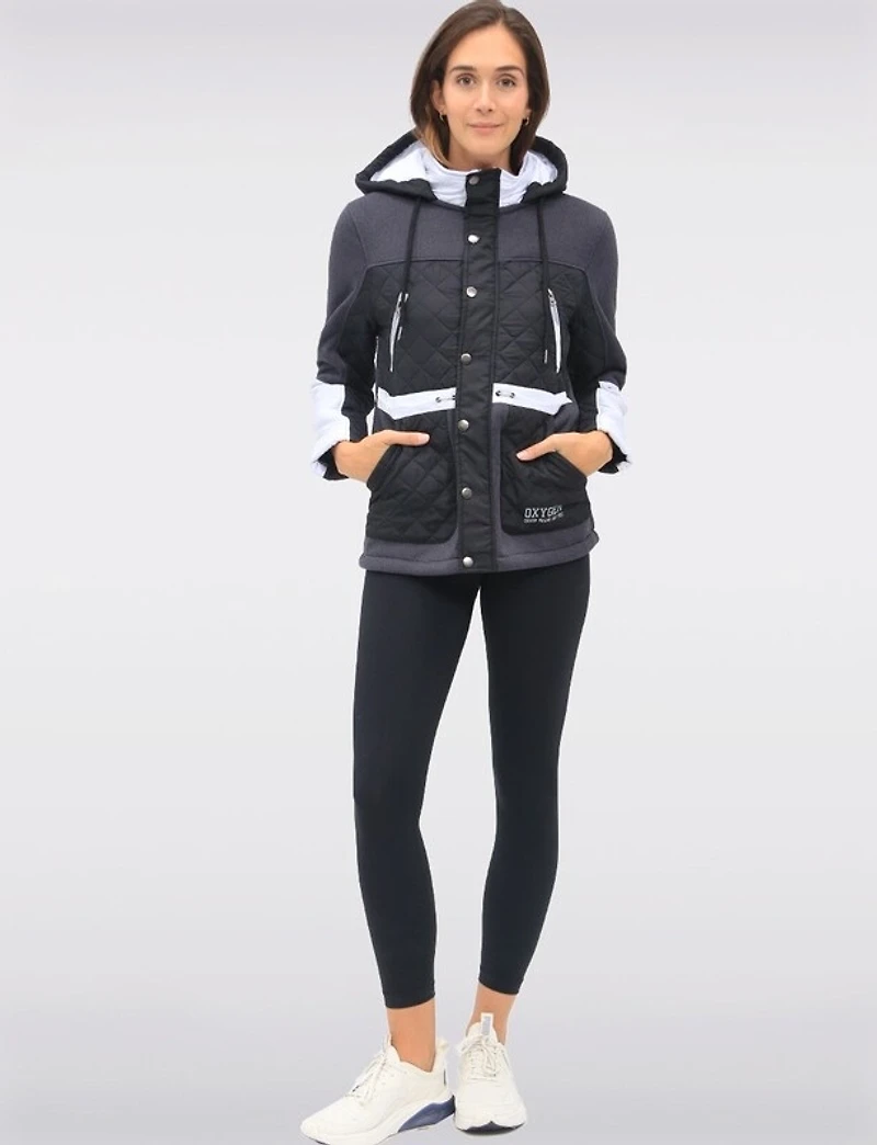 Manteaux | La maison du manteau au Québec Veste vegan matelassée tricotée avec capuche et doublure en polaire par Oxygen