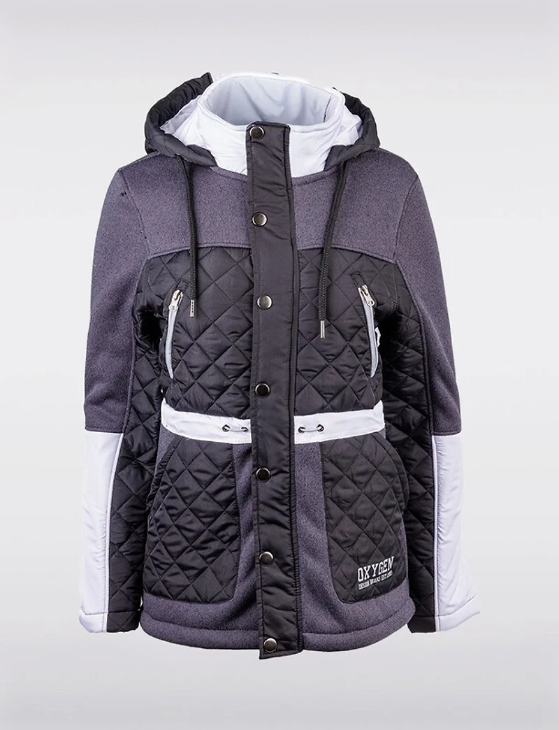 Manteaux | La maison du manteau au Québec Veste vegan matelassée tricotée avec capuche et doublure en polaire par Oxygen