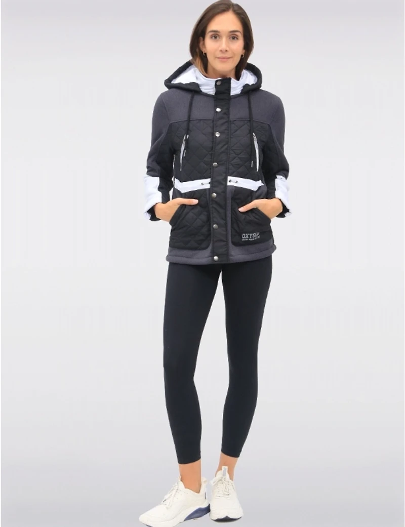 Manteaux | La maison du manteau au Québec Veste vegan matelassée tricotée avec capuche et doublure en polaire par Oxygen