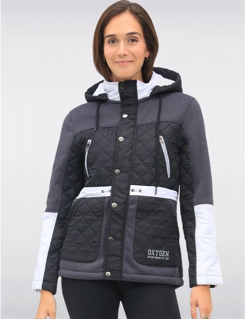Manteaux | La maison du manteau au Québec Veste vegan matelassée tricotée avec capuche et doublure en polaire par Oxygen