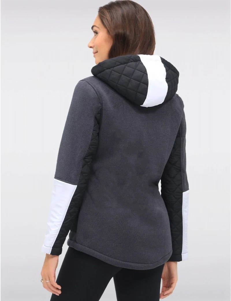 Manteaux | La maison du manteau au Québec Veste vegan matelassée tricotée avec capuche et doublure en polaire par Oxygen