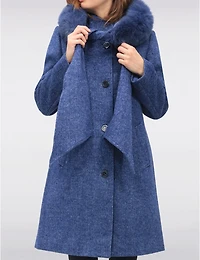 Manteau laine Styla, col fourrure – Offres Black Friday