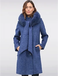 Manteau laine Styla, col fourrure – Offres Black Friday