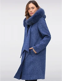 Manteau laine Styla, col fourrure – Offres Black Friday