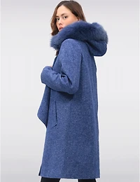 Manteau laine Styla, col fourrure – Offres Black Friday