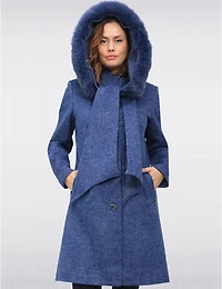 Manteau laine Styla, col fourrure – Offres Black Friday