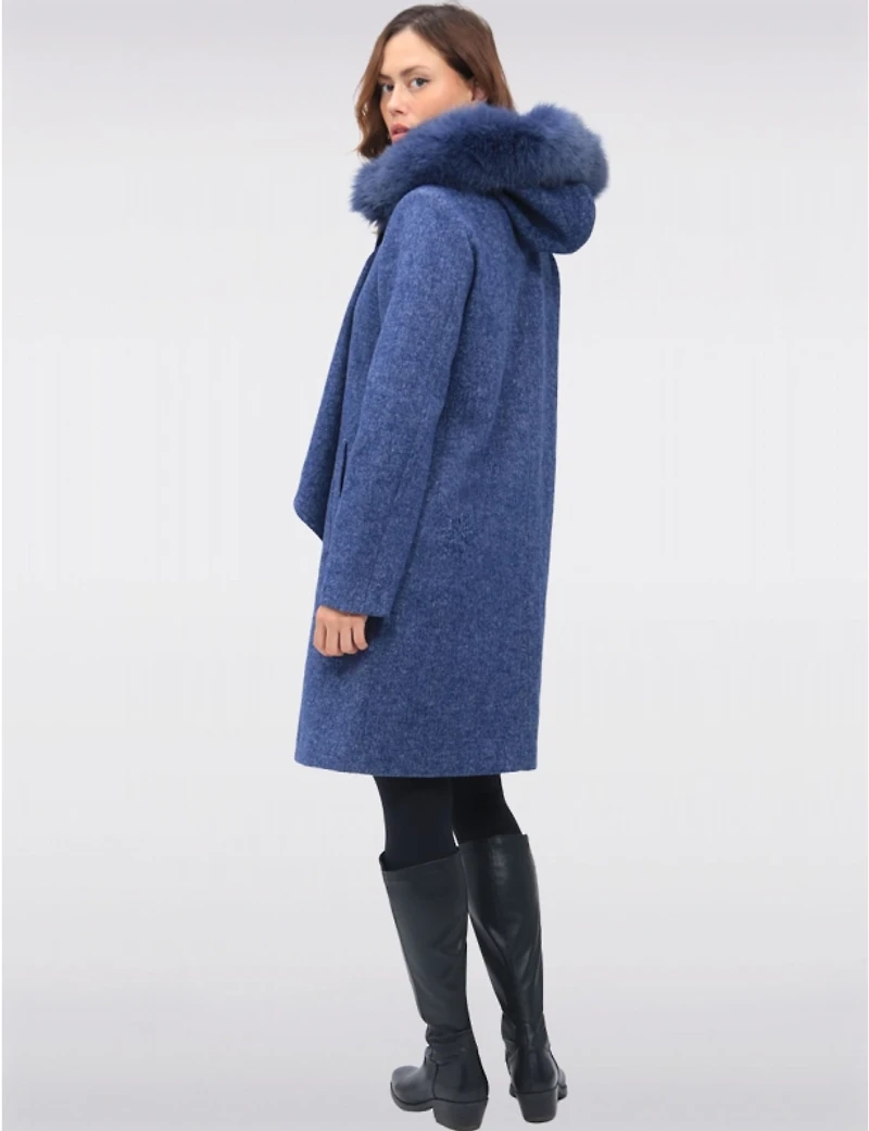 Manteau laine Styla, col fourrure – Offres Black Friday