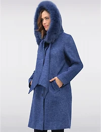 Manteau laine Styla, col fourrure – Offres Black Friday