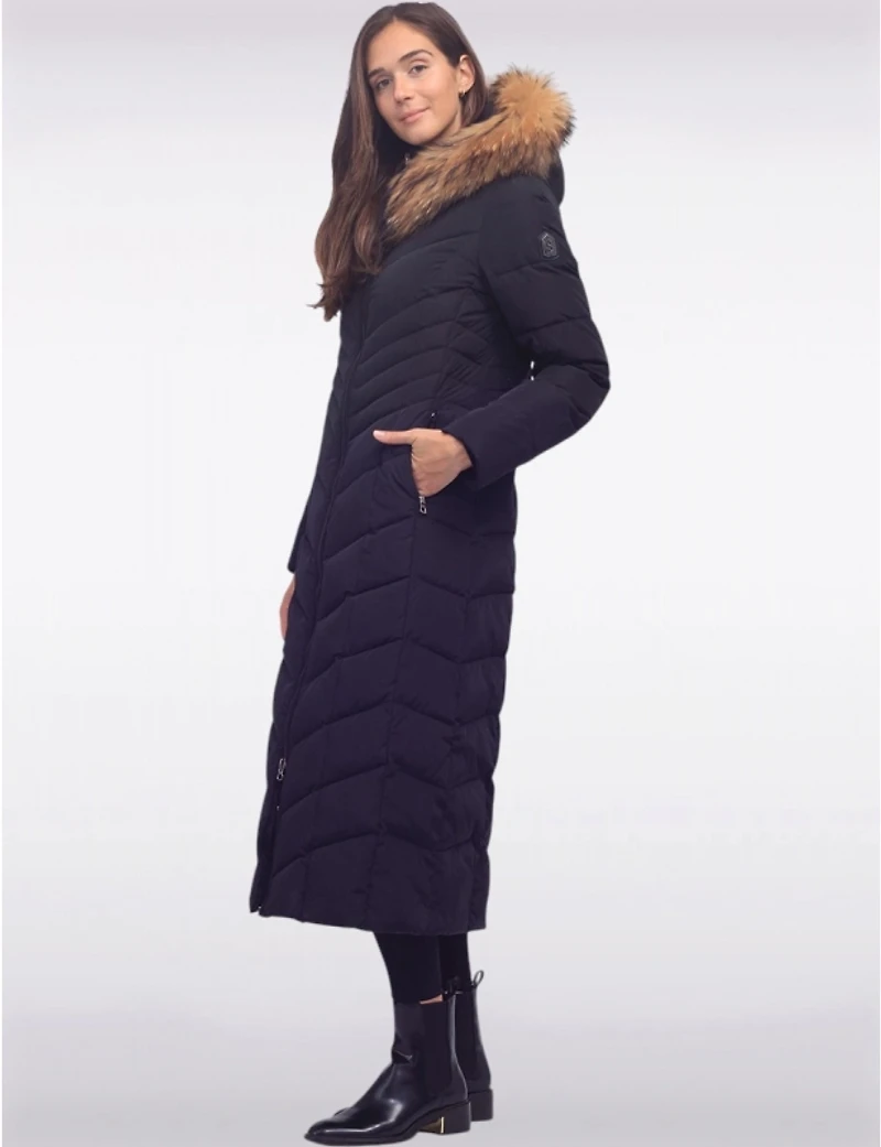 Manteaux | La maison du Manteau au Québec Doudoun Long Éco-Duvet Luxe avec Capuche en Fourrure Naturel par Sokos