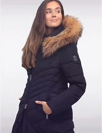 Manteaux | La maison du Manteau au Québec Doudoun Long Éco-Duvet Luxe avec Capuche en Fourrure Naturel par Sokos