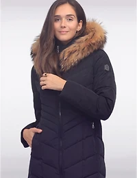 Manteaux | La maison du Manteau au Québec Doudoun Long Éco-Duvet Luxe avec Capuche en Fourrure Naturel par Sokos