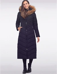 Manteaux | La maison du Manteau au Québec Doudoun Long Éco-Duvet Luxe avec Capuche en Fourrure Naturel par Sokos