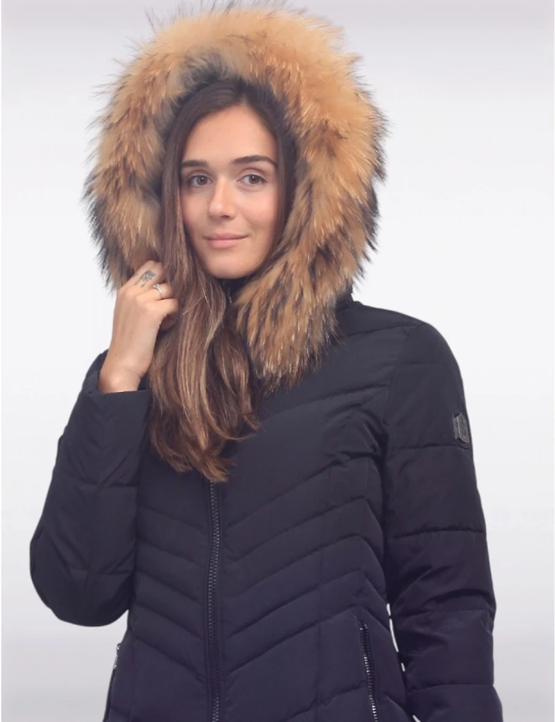 Manteaux | La maison du Manteau au Québec Doudoun Long Éco-Duvet Luxe avec Capuche en Fourrure Naturel par Sokos