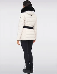 Manteau Polyloft Jennsen Ceinturé Matelassé Bordé De Fausse Fourrure Par Saki
