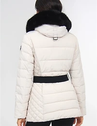 Manteau Polyloft Jennsen Ceinturé Matelassé Bordé De Fausse Fourrure Par Saki