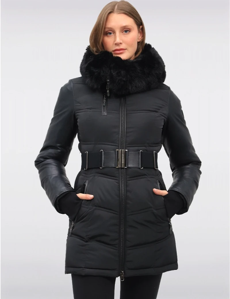 Manteau Doudoune à Capuche en Fausse Fourrure de Luxe Végane par Sicily