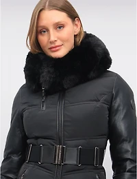 Manteau Doudoune à Capuche en Fausse Fourrure de Luxe Végane par Sicily