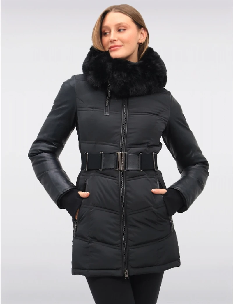 Manteau Doudoune à Capuche en Fausse Fourrure de Luxe Végane par Sicily