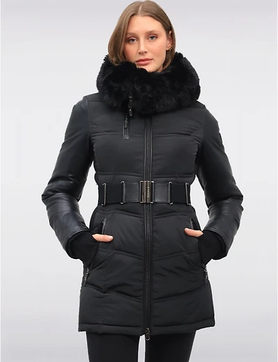 Manteaux | La maison du Manteau au Québec Doudoune à Capuche en Fausse Fourrure de Luxe Végane par Sicily