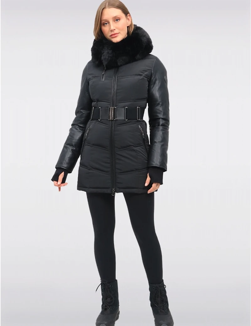 Manteau Doudoune à Capuche en Fausse Fourrure de Luxe Végane par Sicily