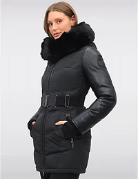 Manteau Doudoune à Capuche en Fausse Fourrure de Luxe Végane par Sicily