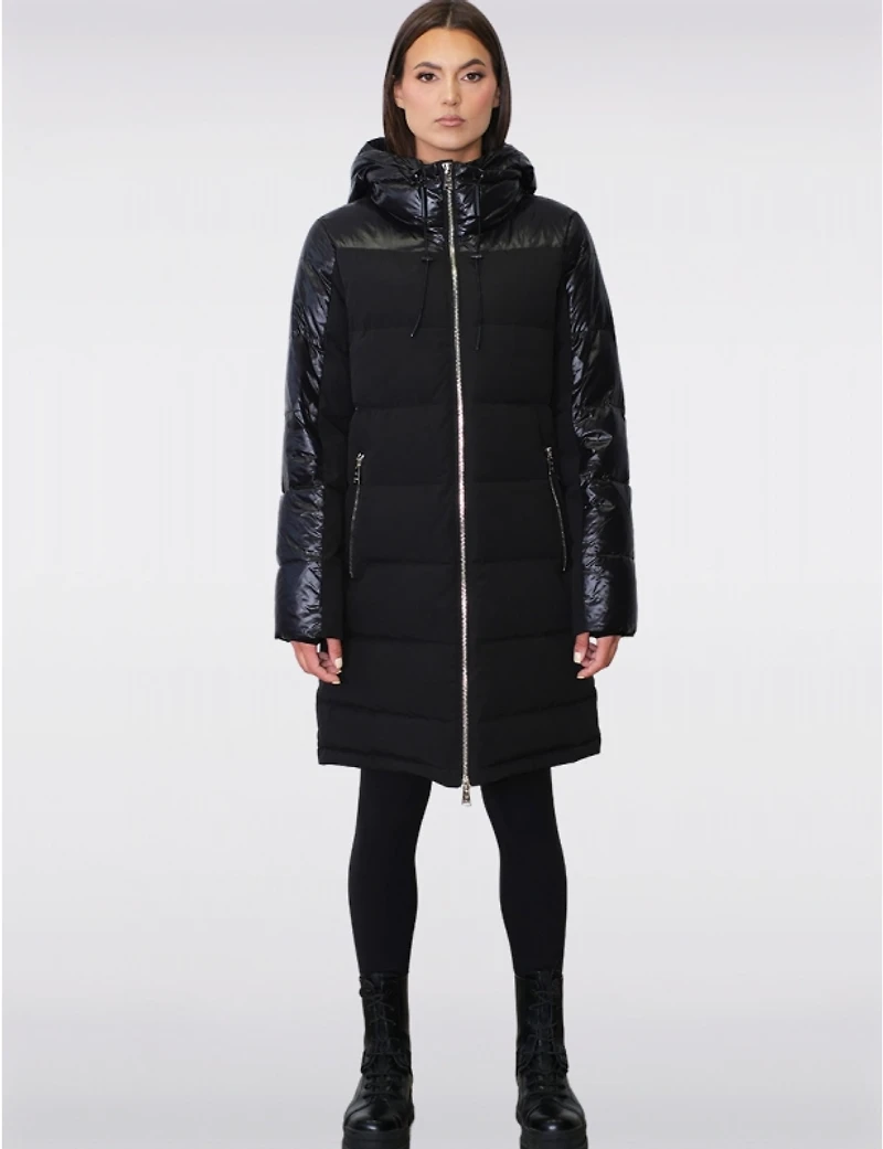 Manteaux | La maison du Manteau au Québec Elegant Matelassé Cintré en Duvet avec Capuche Attache?e par Sicily